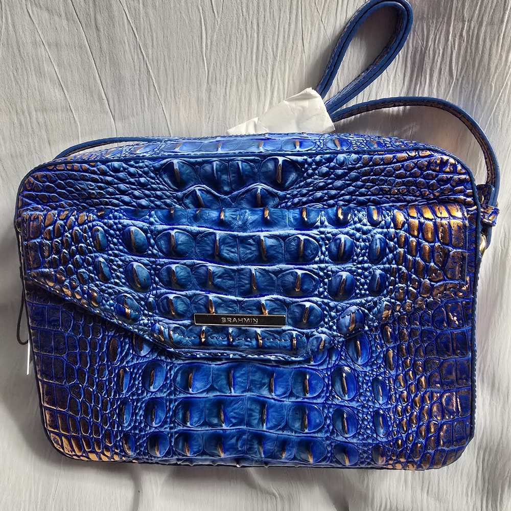 Brahmin Blue Azzure Melbourne Embossed Handbag